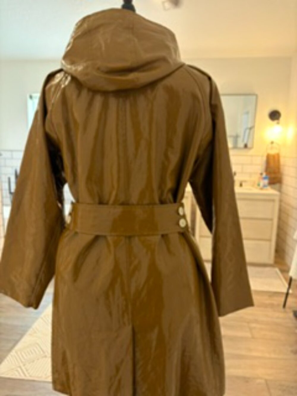 JCrew Collection Laminated Linen Trench in Golden Brandy Sz L - Picture 8 of 8